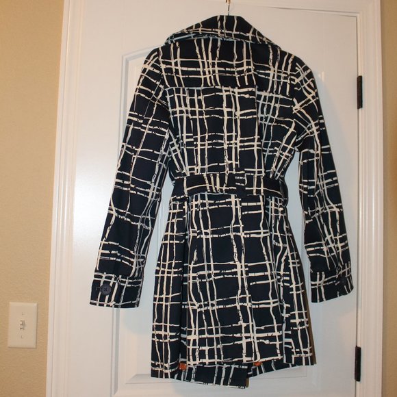 Merona Trench Coat - Sz Med Navy and White - Picture 2 of 6